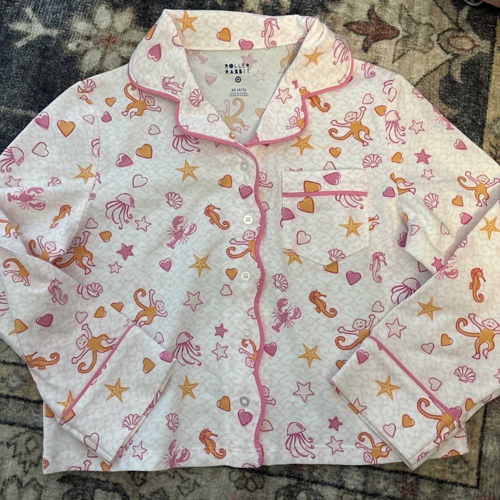 Roller Rabbit x Target Girls Size XS 4/5 Sea Life Long Pajama Top